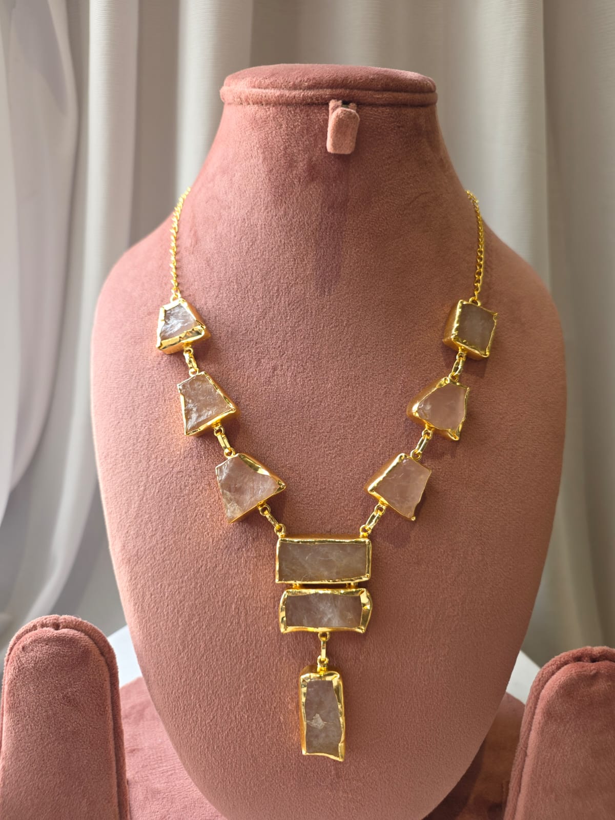 Cascade Geometric gemstone amber Necklace Set