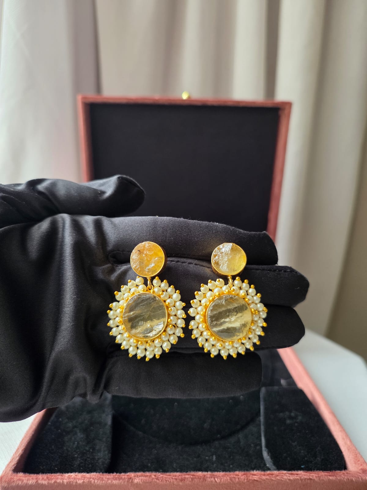 Aurelia Pearl Bloom Earrings – Yellow