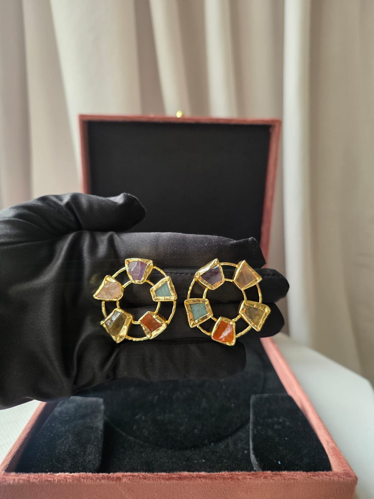 Verdant Halo Gemstone earrings Multicoloured
