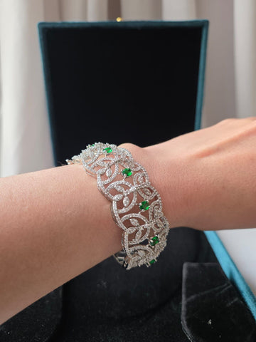 Emerald Vine Diamond Cuff Bracelet