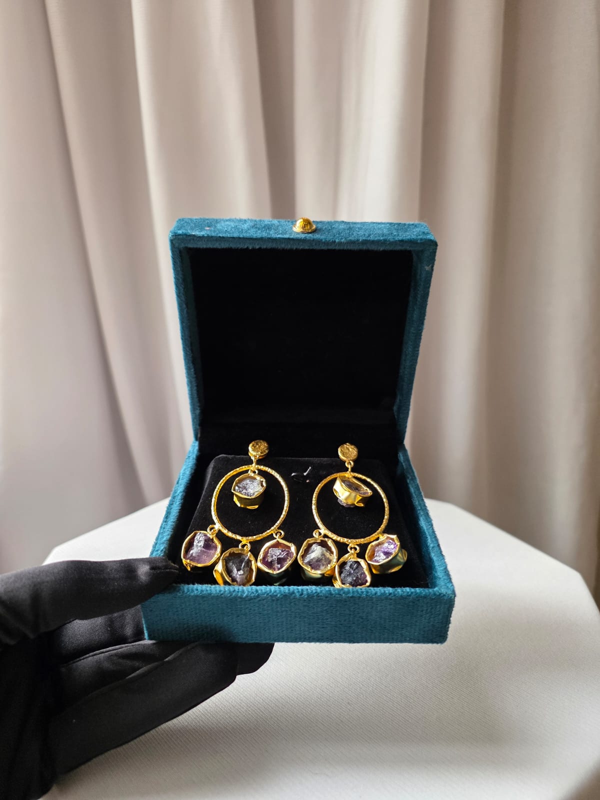 Celestia Oval Charm Earrings lavender