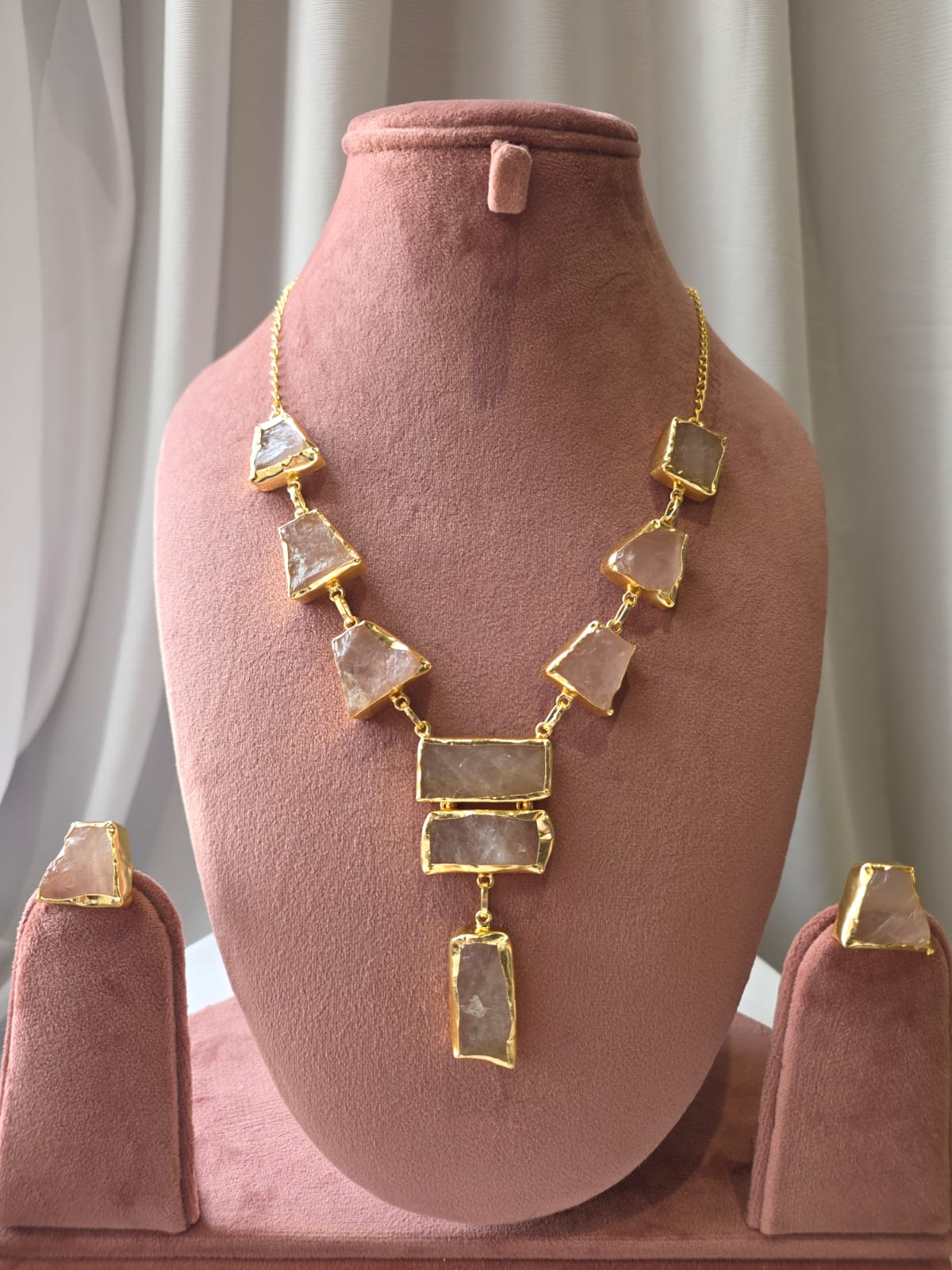 Cascade Geometric gemstone amber Necklace Set