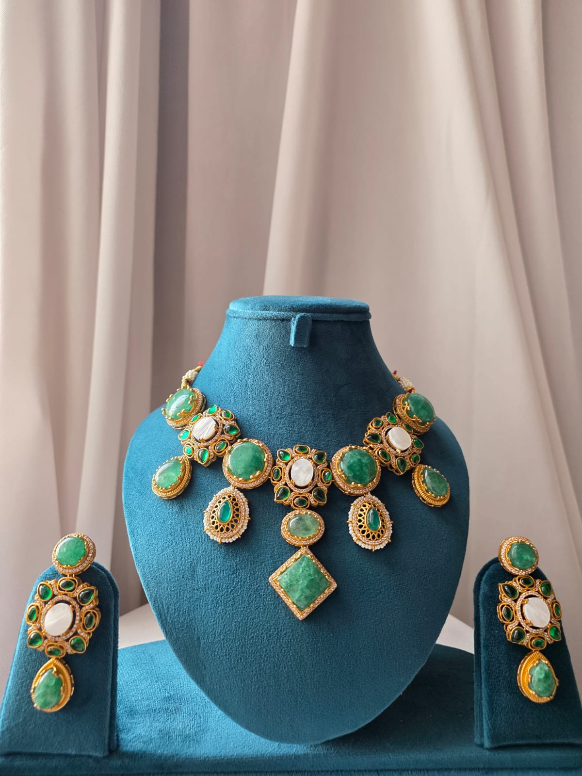 Emerald Mosaic Statement Necklace Set