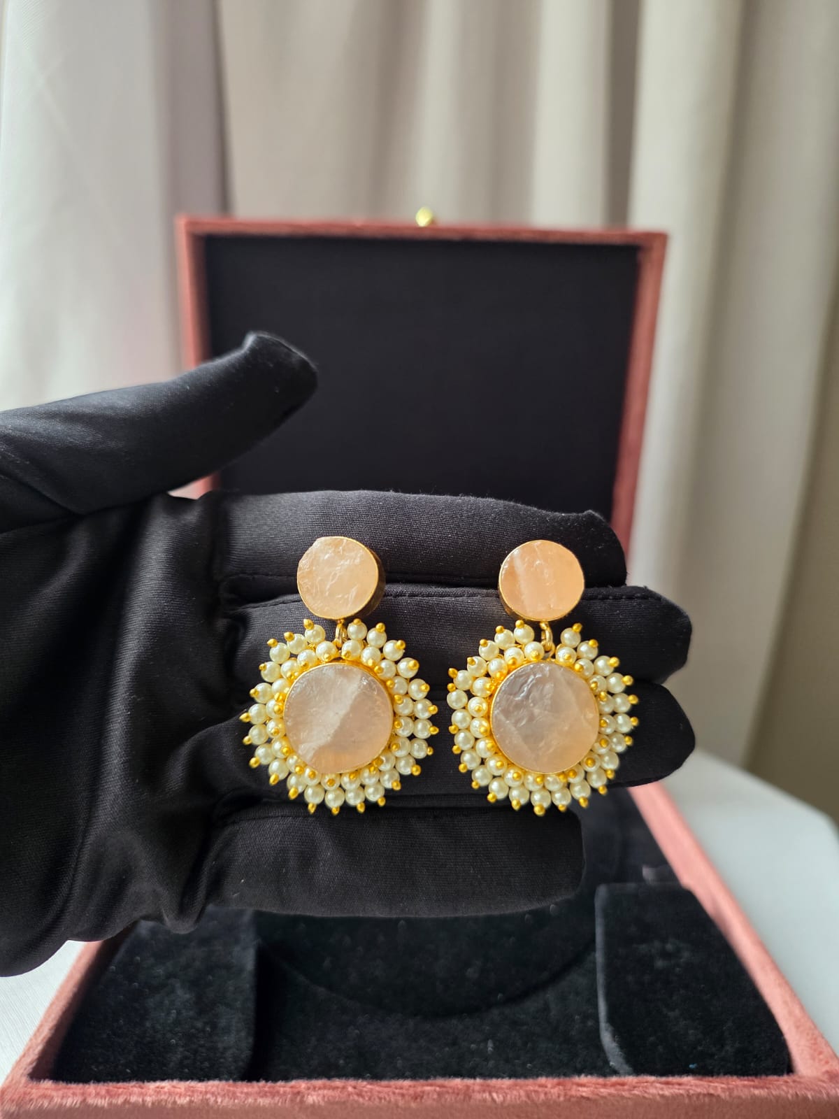 Aurelia Pearl Bloom Earrings – Pink