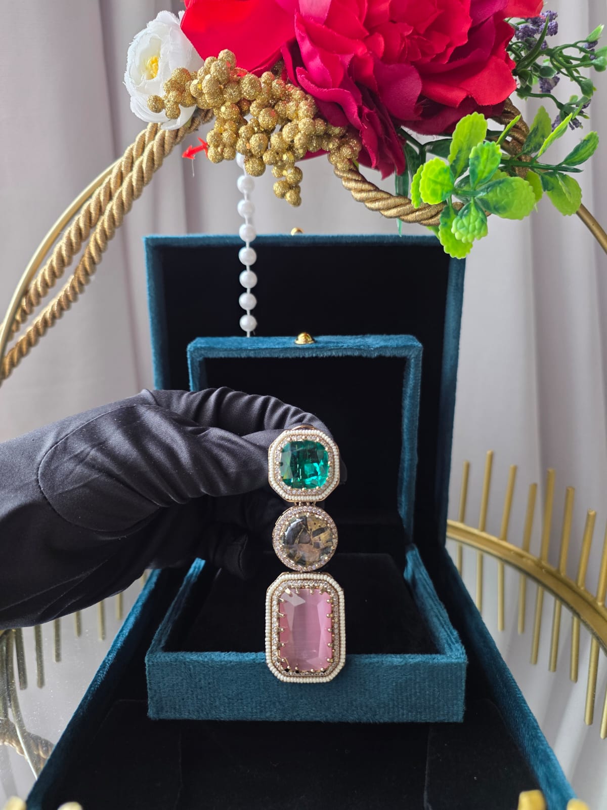 Emerald Blush Luxe Statement Earrings
