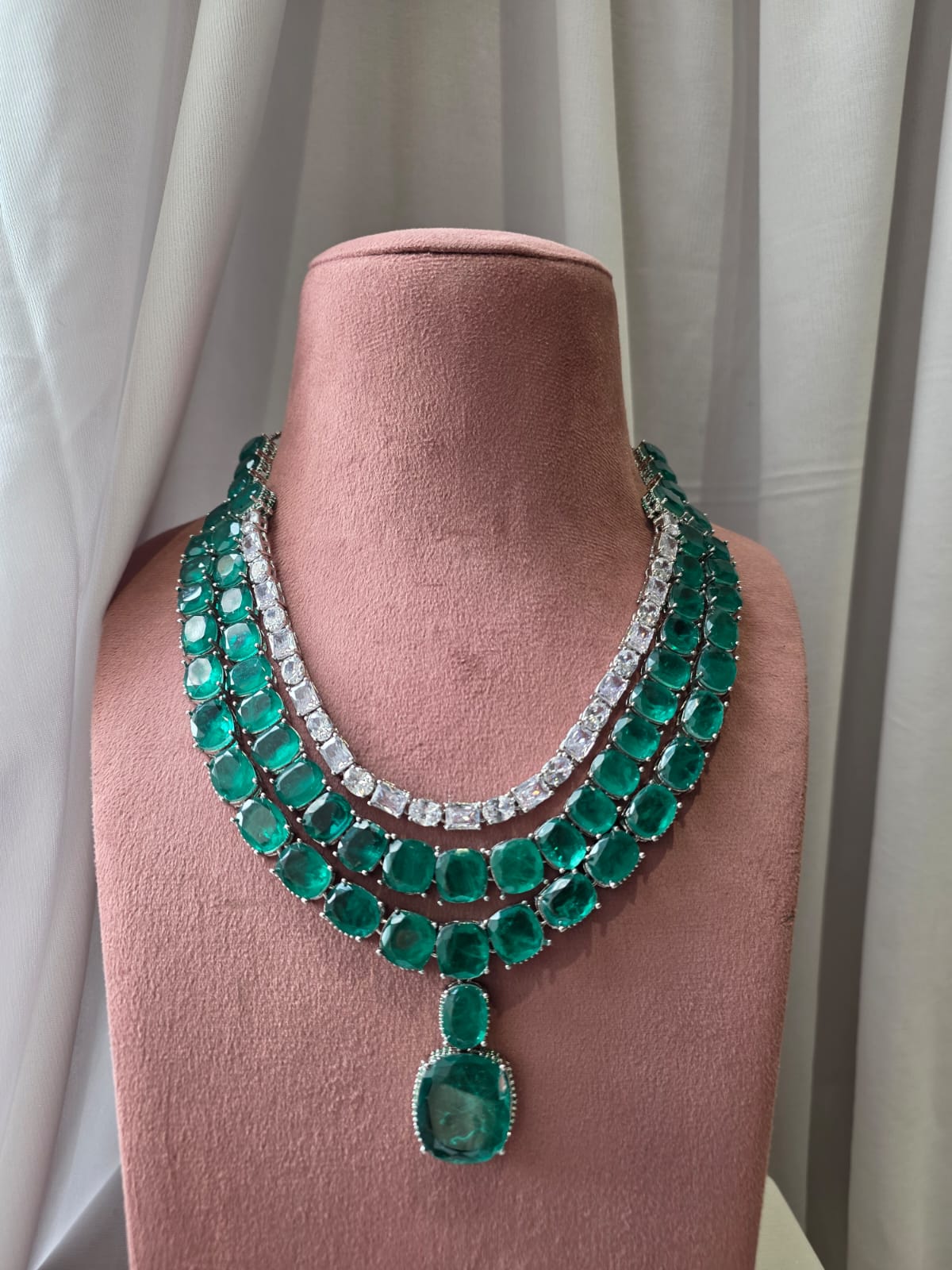 Imperial Boulder Emerald Diamond Necklace