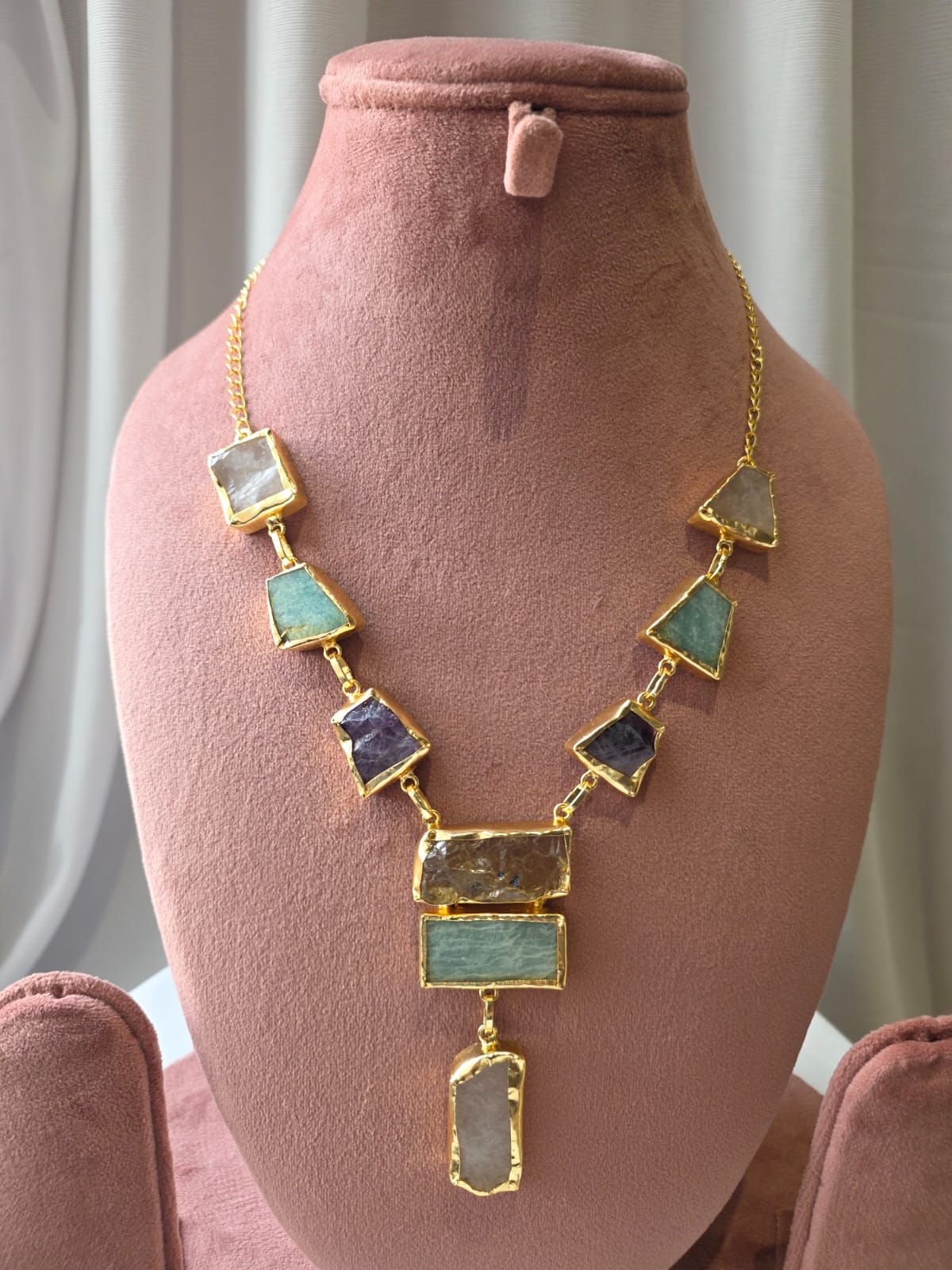 Cascade Geometric multicolour Necklace Set