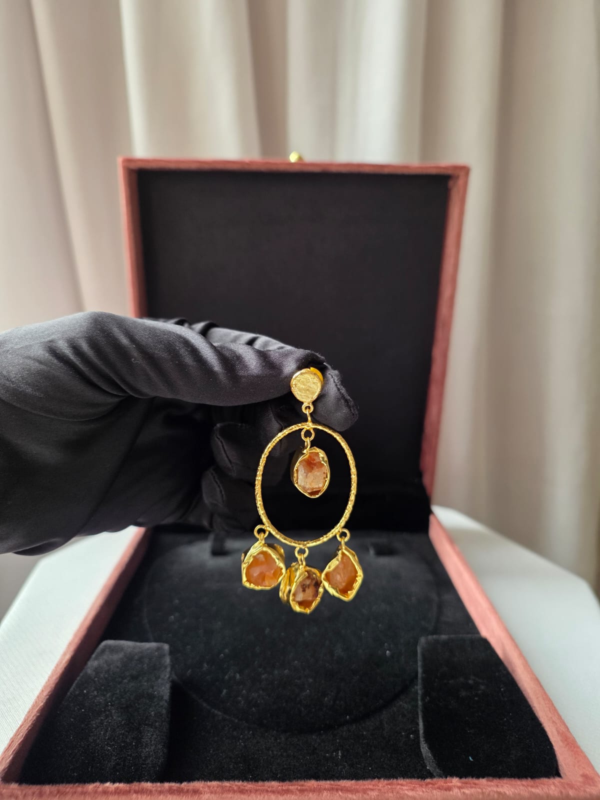 Celestia Oval Charm Earrings orange