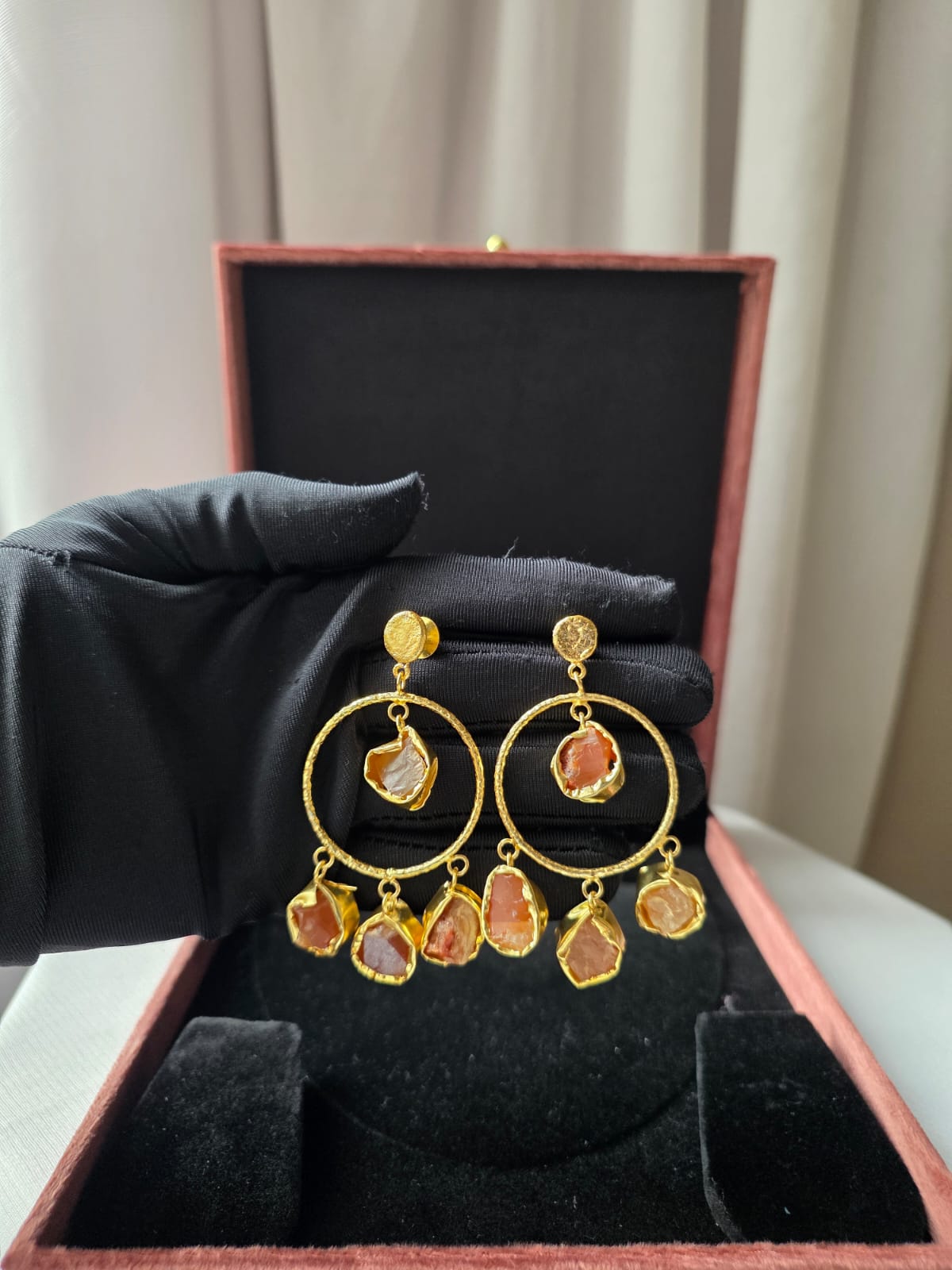 Celestia Halo Gem Earrings – Amber