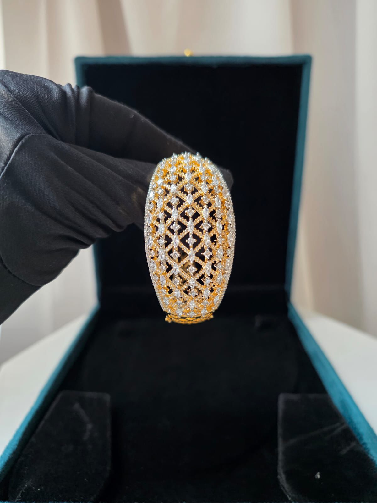 Dual Tone Lattice Statement Bracelet