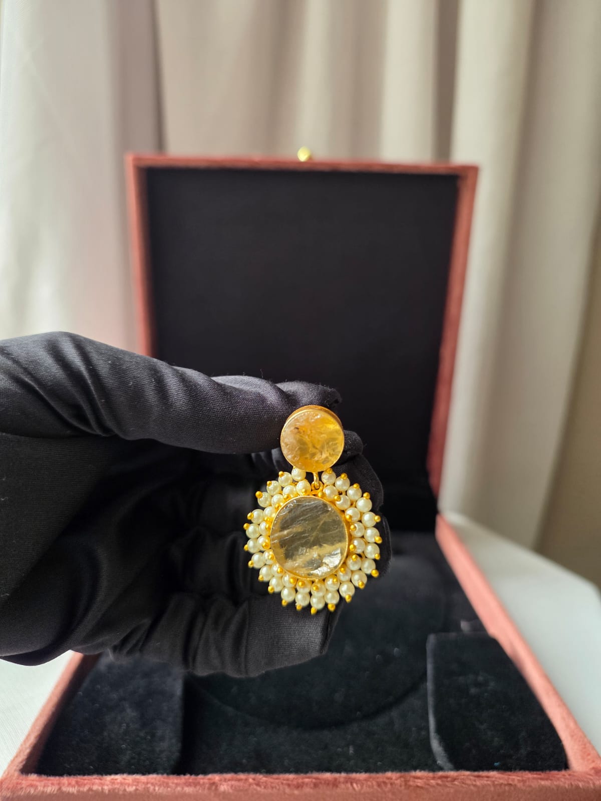 Aurelia Pearl Bloom Earrings – Yellow