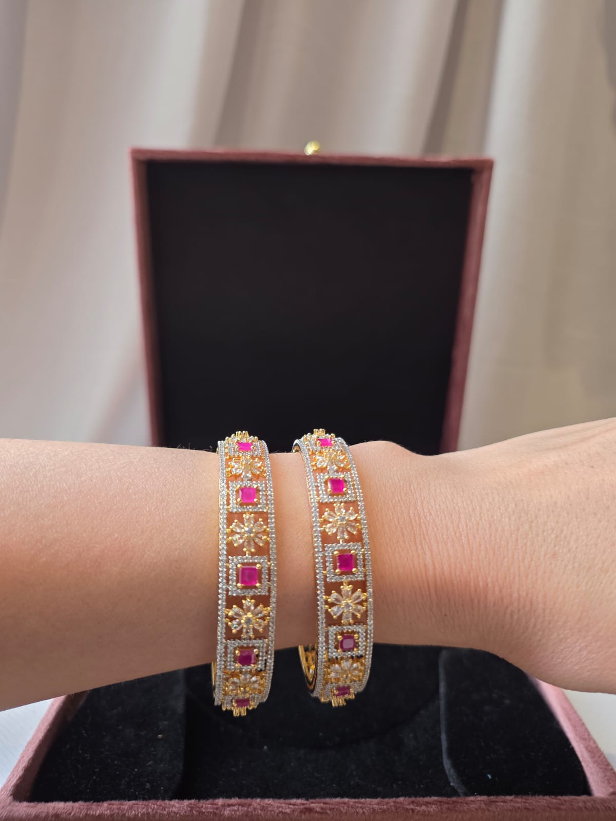 Ruby Floral Luxe Bangle Pair