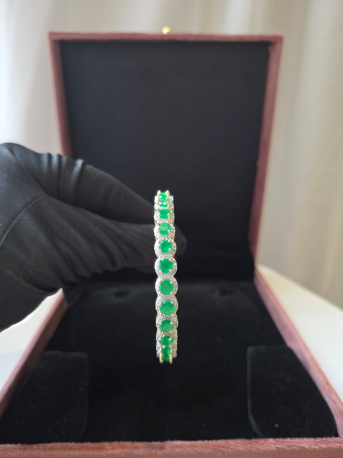 Elara Emerald Diamond Bangle Pair