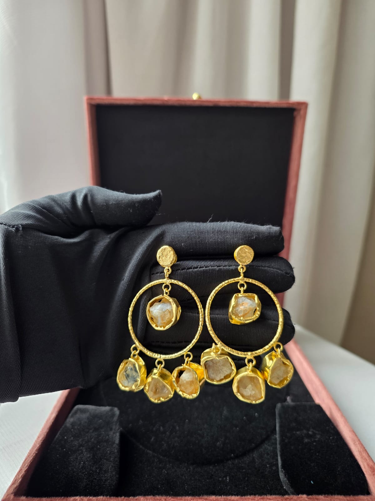 Celestia Halo Gem Earrings – yellow
