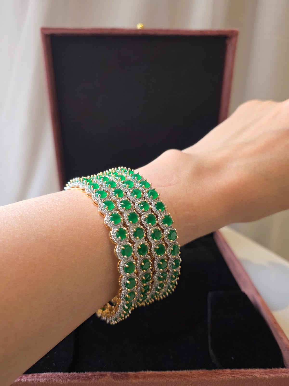 Elara Emerald Diamond Bangle Pair