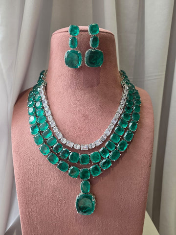 Imperial Boulder Emerald Diamond Necklace