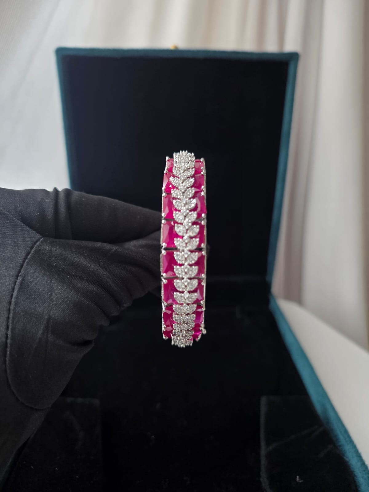 Ruby Heartline Diamond Finish Bracelet