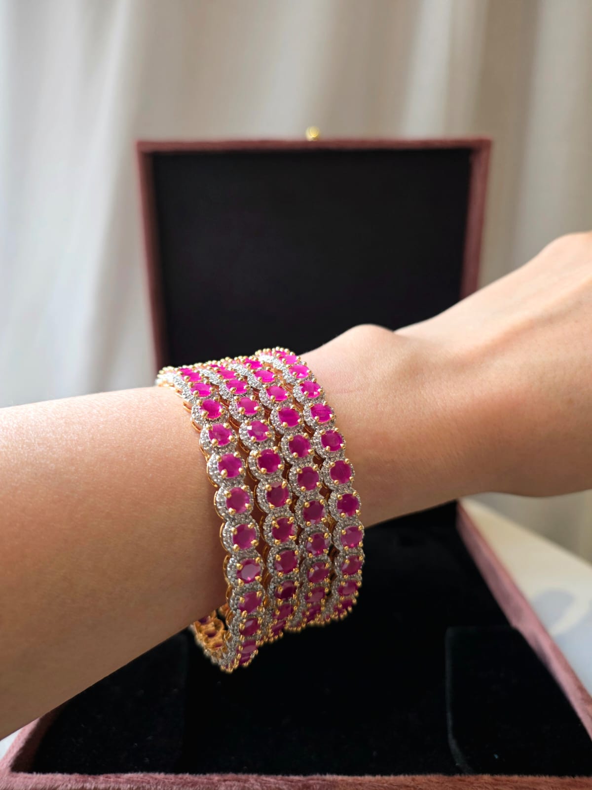 Elara Ruby Diamond Bangle Pair