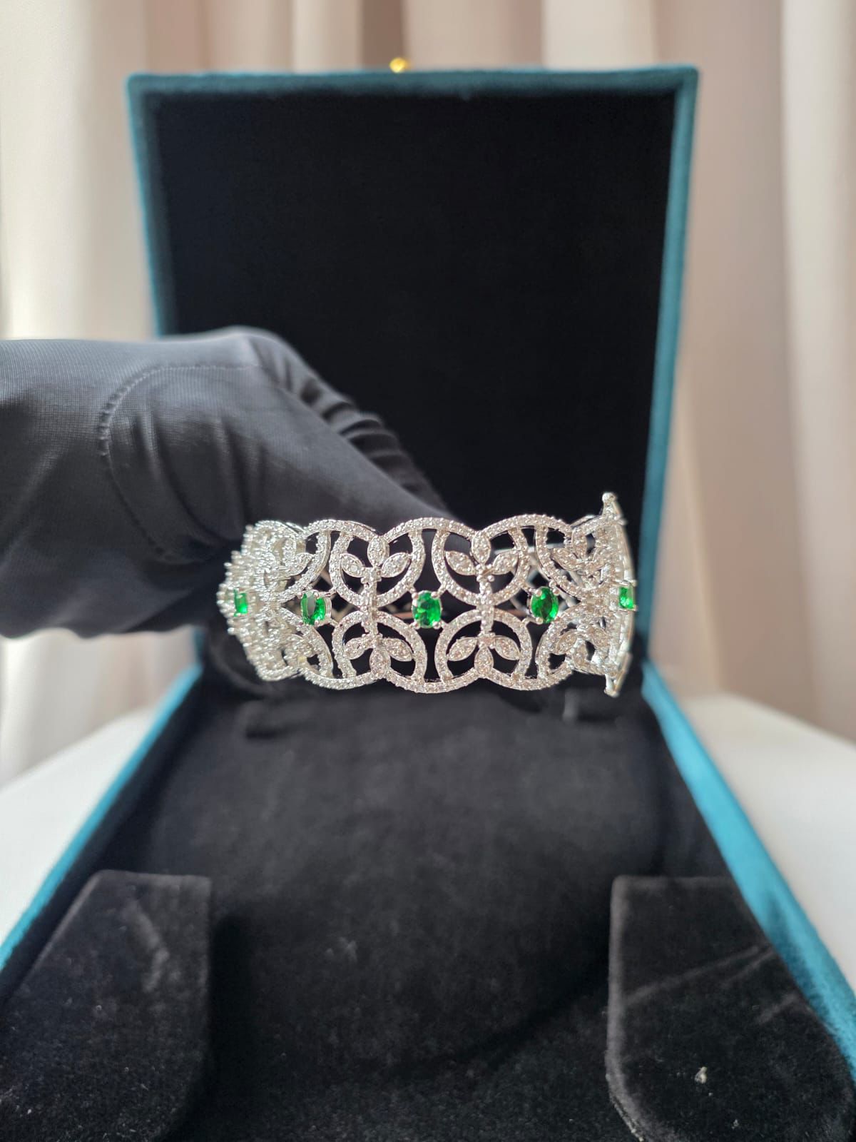 Emerald Vine Diamond Cuff Bracelet