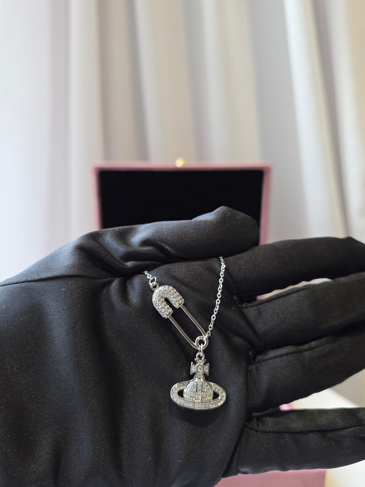 Silver Pin Charm Pendant Chain