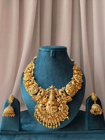 Lakshmi ji Temple Heritage Short Necklace Set