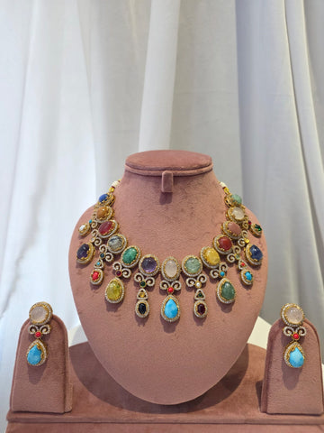 Multicolour Heritage Statement Necklace Set