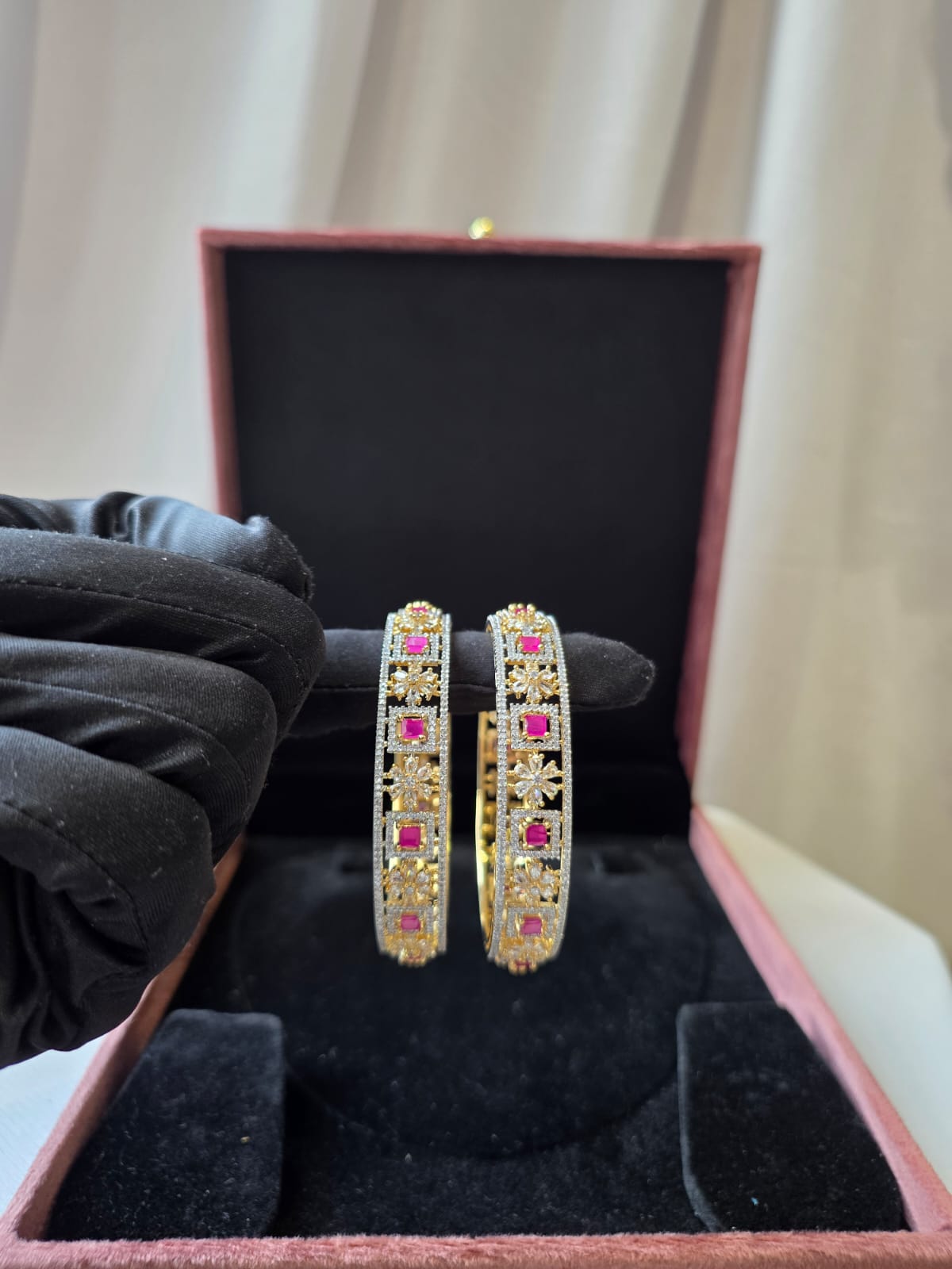 Ruby Floral Luxe Bangle Pair
