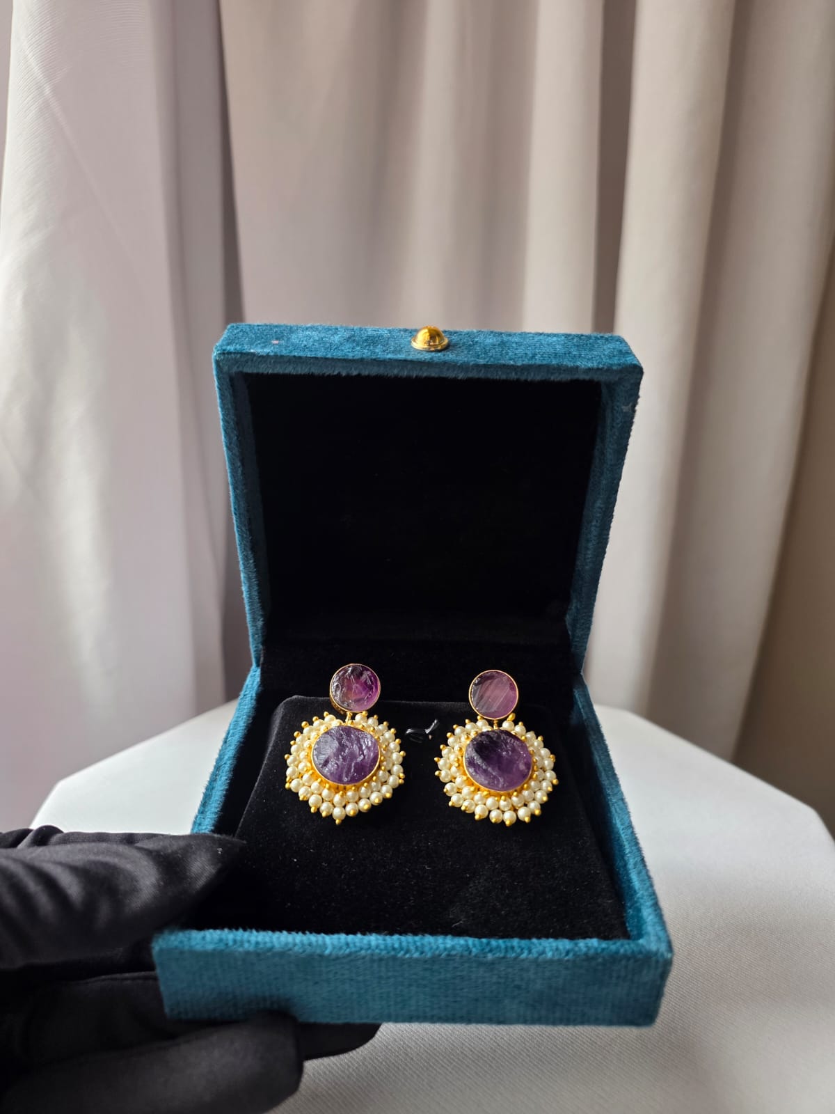 Aurelia Pearl Bloom Earrings – Lavender