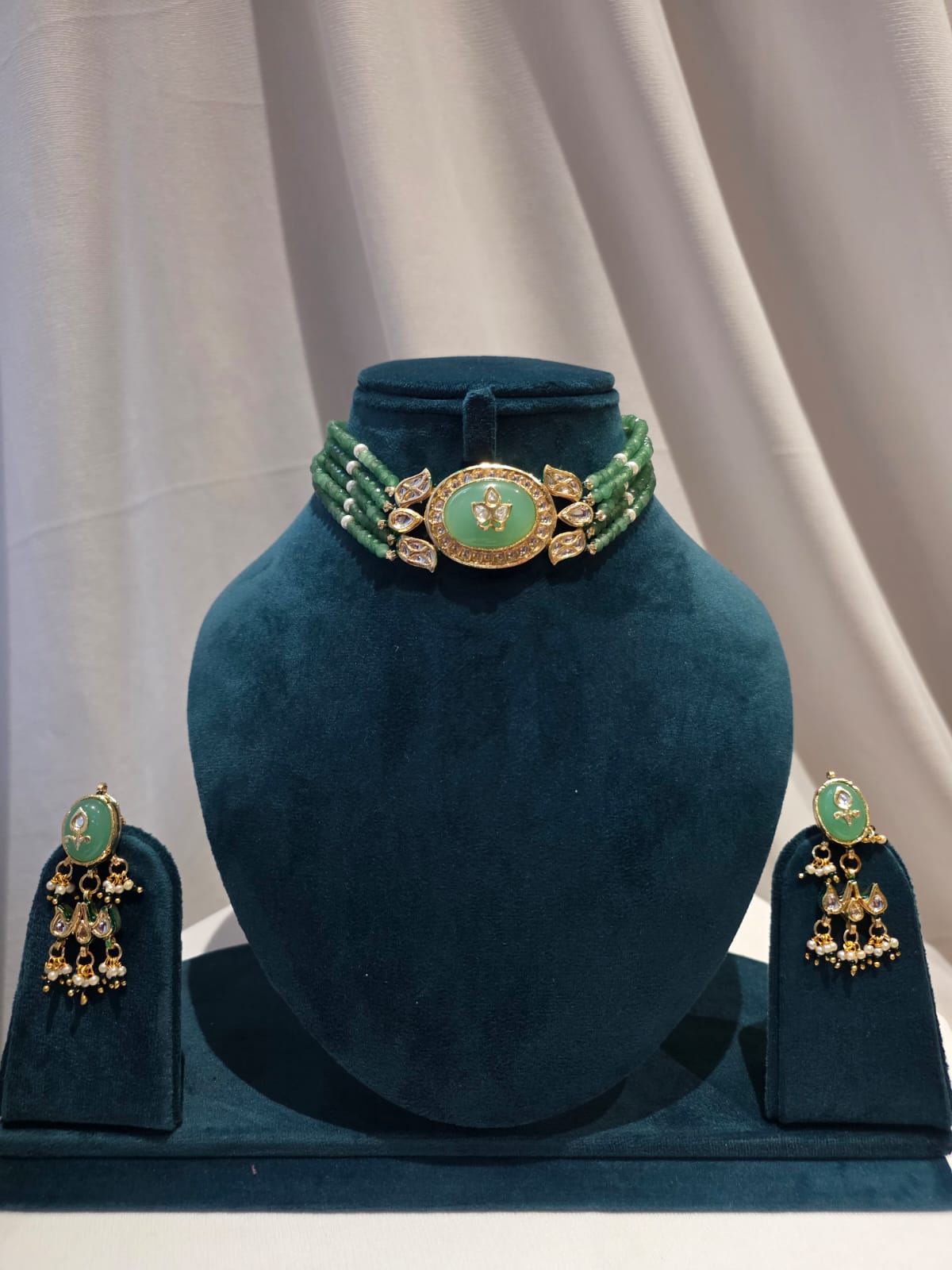 Regal beaded Green Choker Set