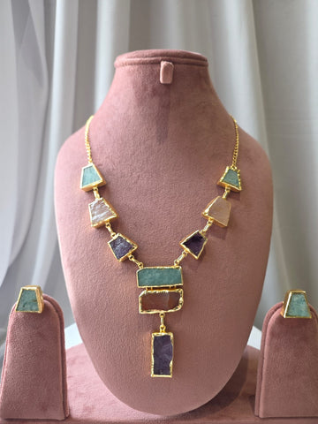 Cascade Geometric light multicolour Necklace Set