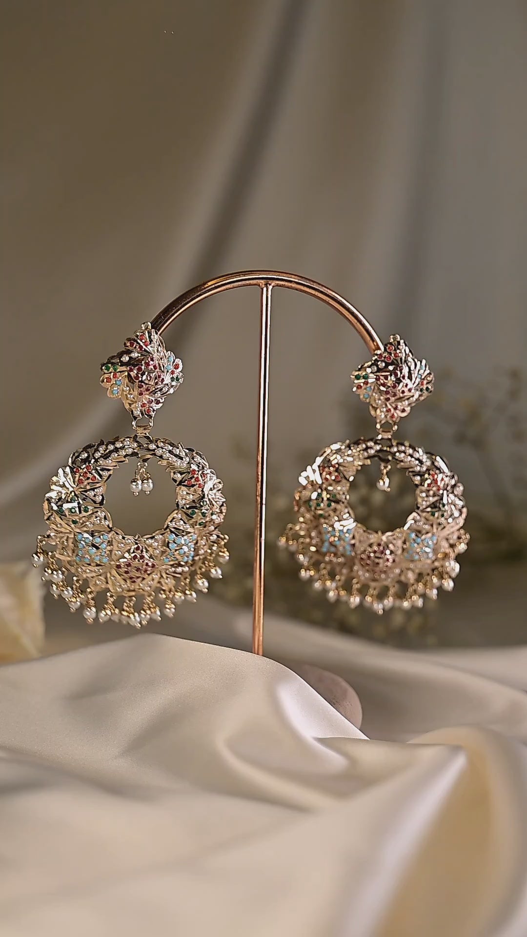 Jadau Multicolour Chandbali Drop Earrings