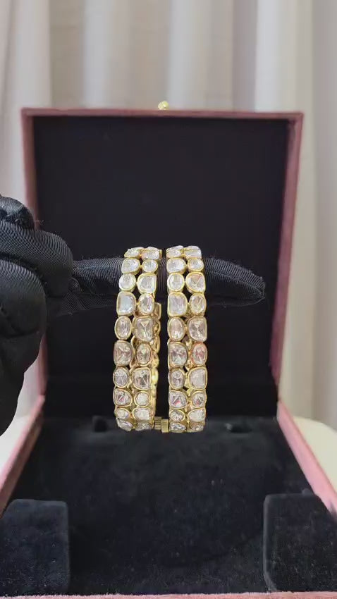 Classic Double Liners Polki Openable Bangles