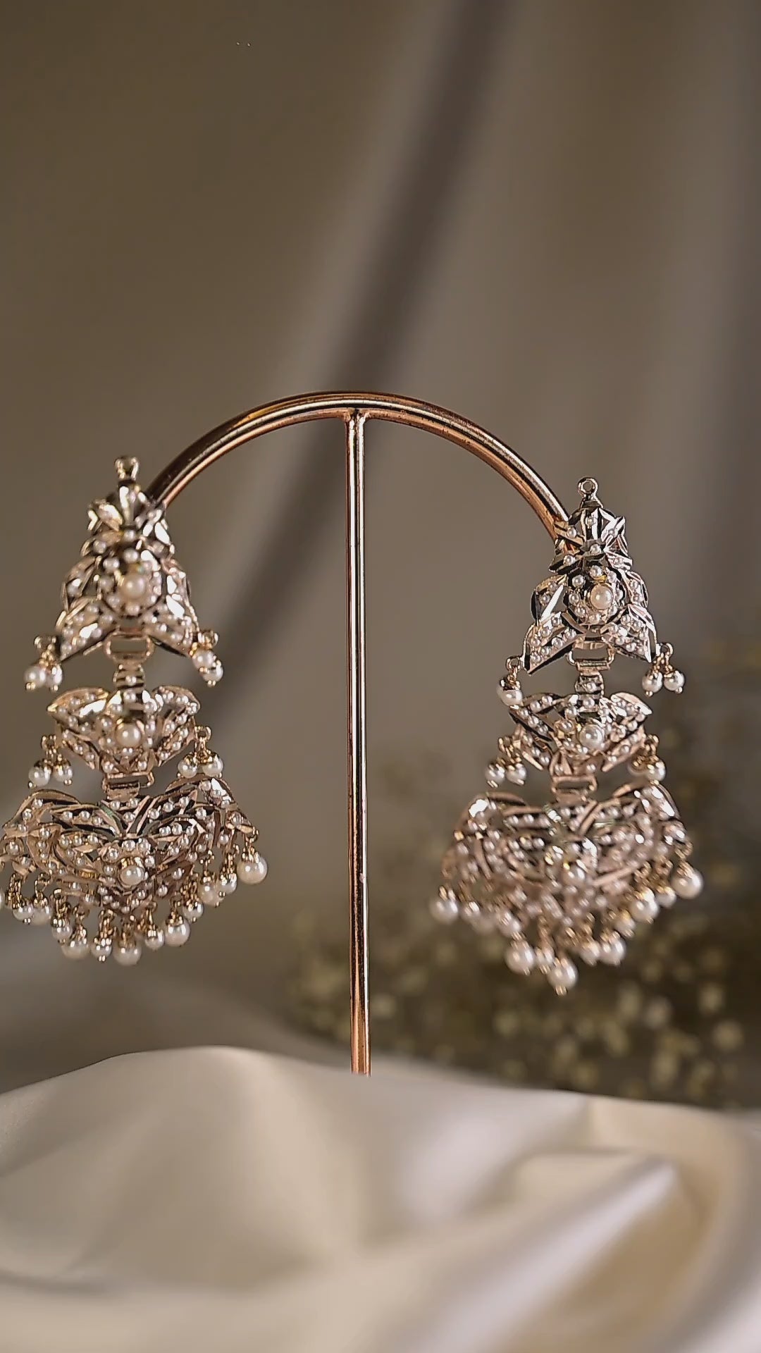 White Pearl Jadau tassel Earring