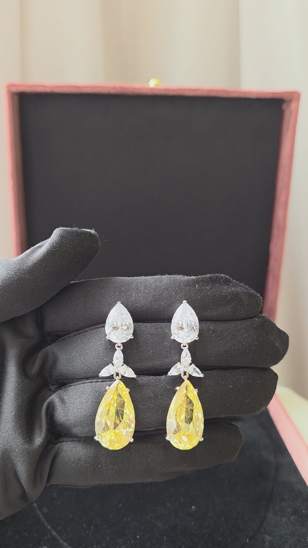 Citrine Teardrop Crystal Drop Earrings