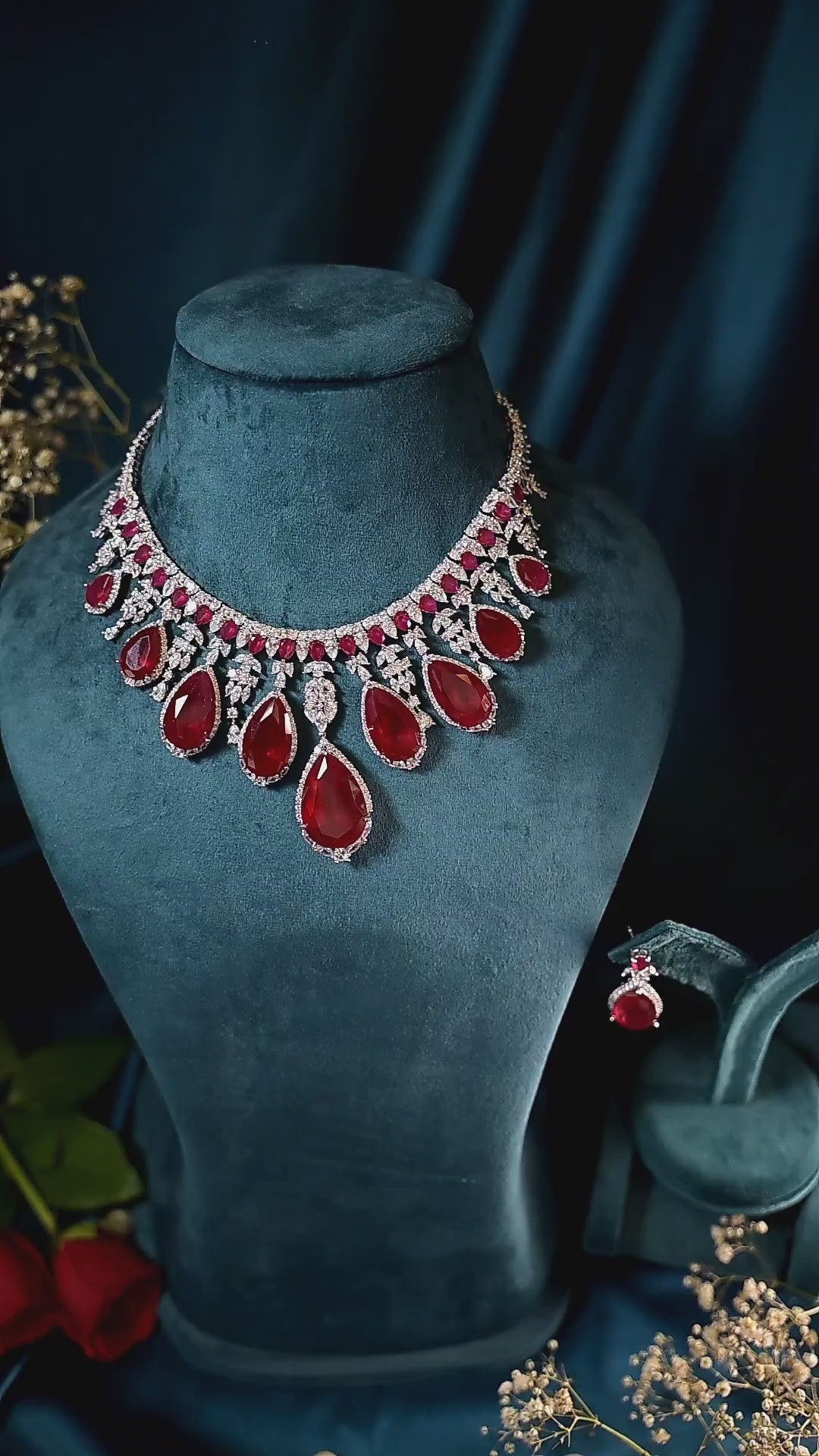 Regal Ruby Crystal Necklace Set