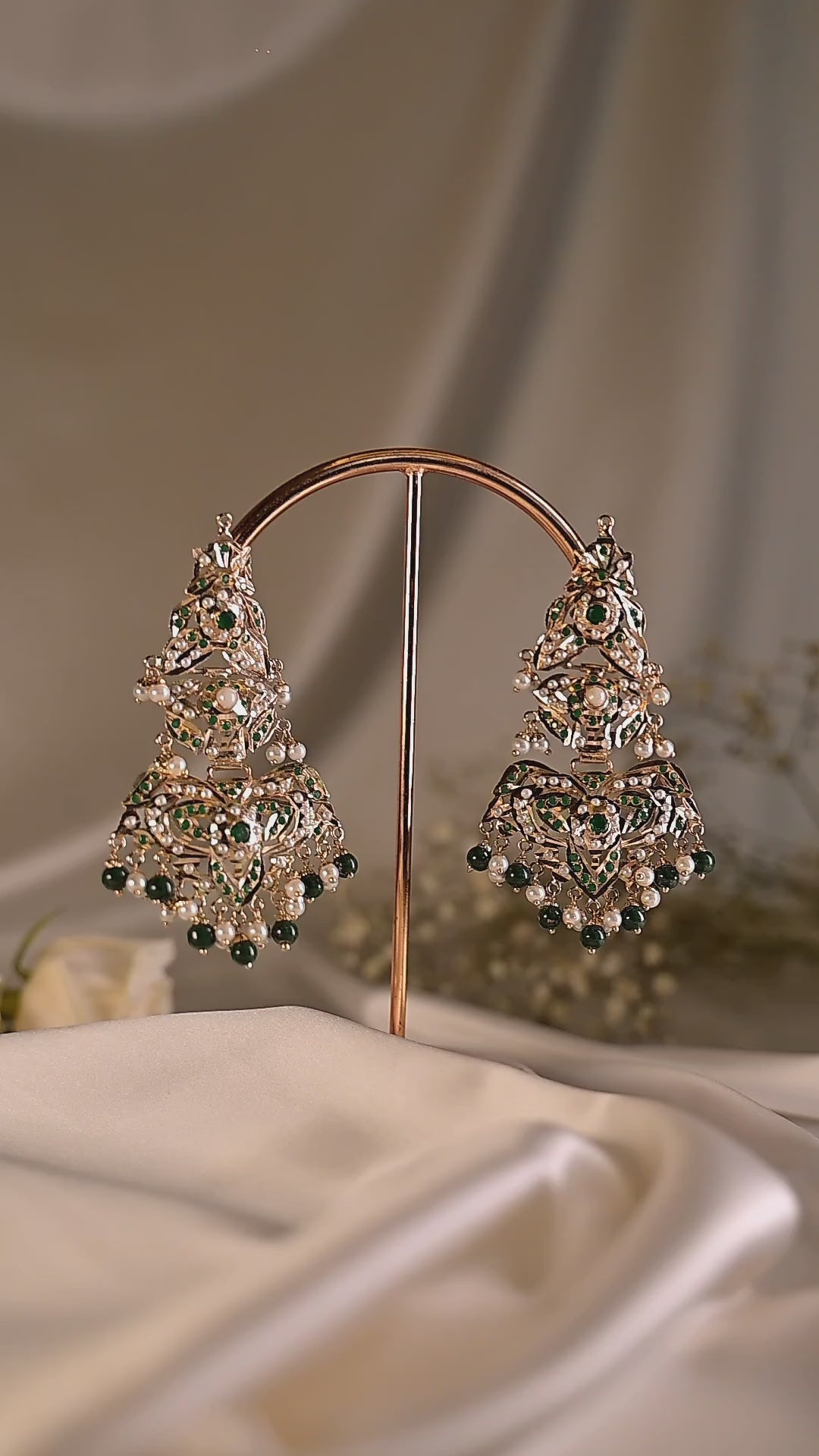 Green Jadau Tassel Earring