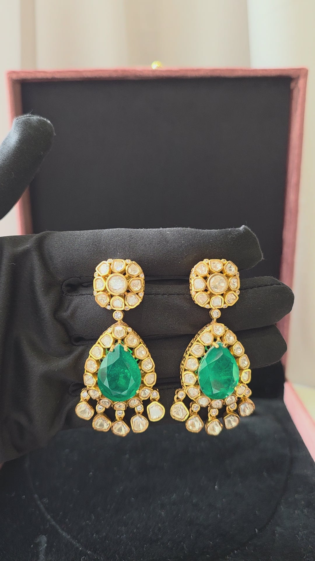 Emerald Noor Polki Earrings