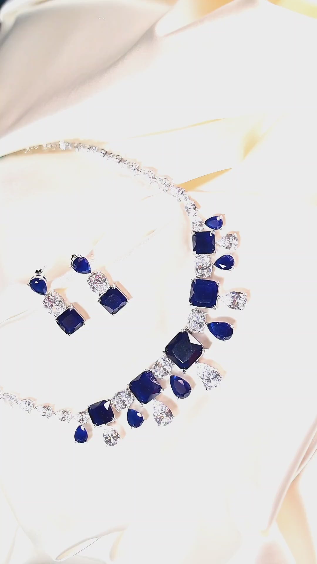 Sapphire Blue Cascade Necklace Set