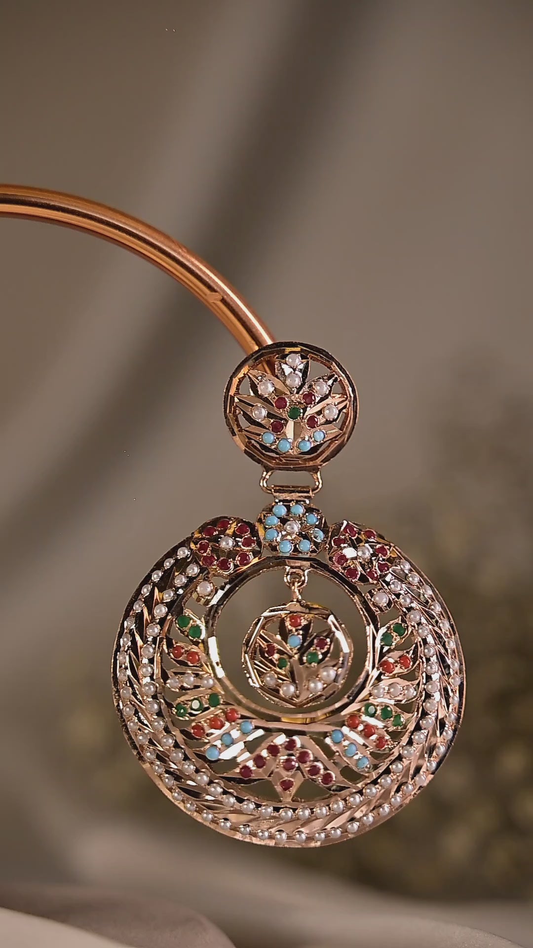 Multicolour Jadau Circular Earrings