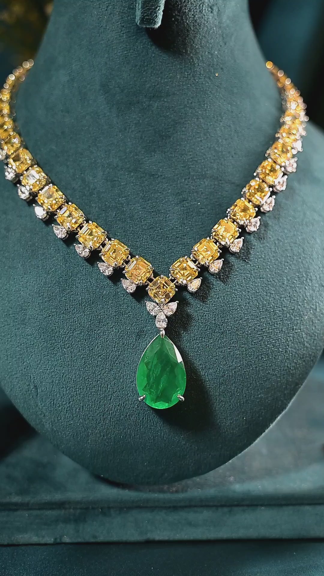 Citrine Drop Tennis Statement Necklace Set
