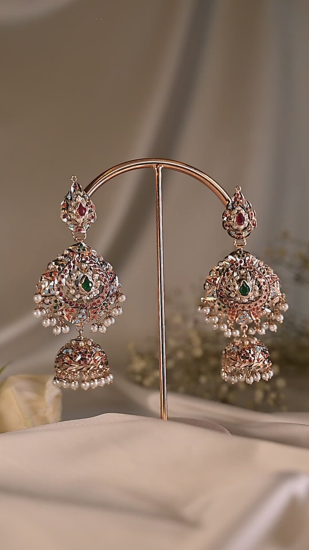 Multicolour Jhumka jadau earring