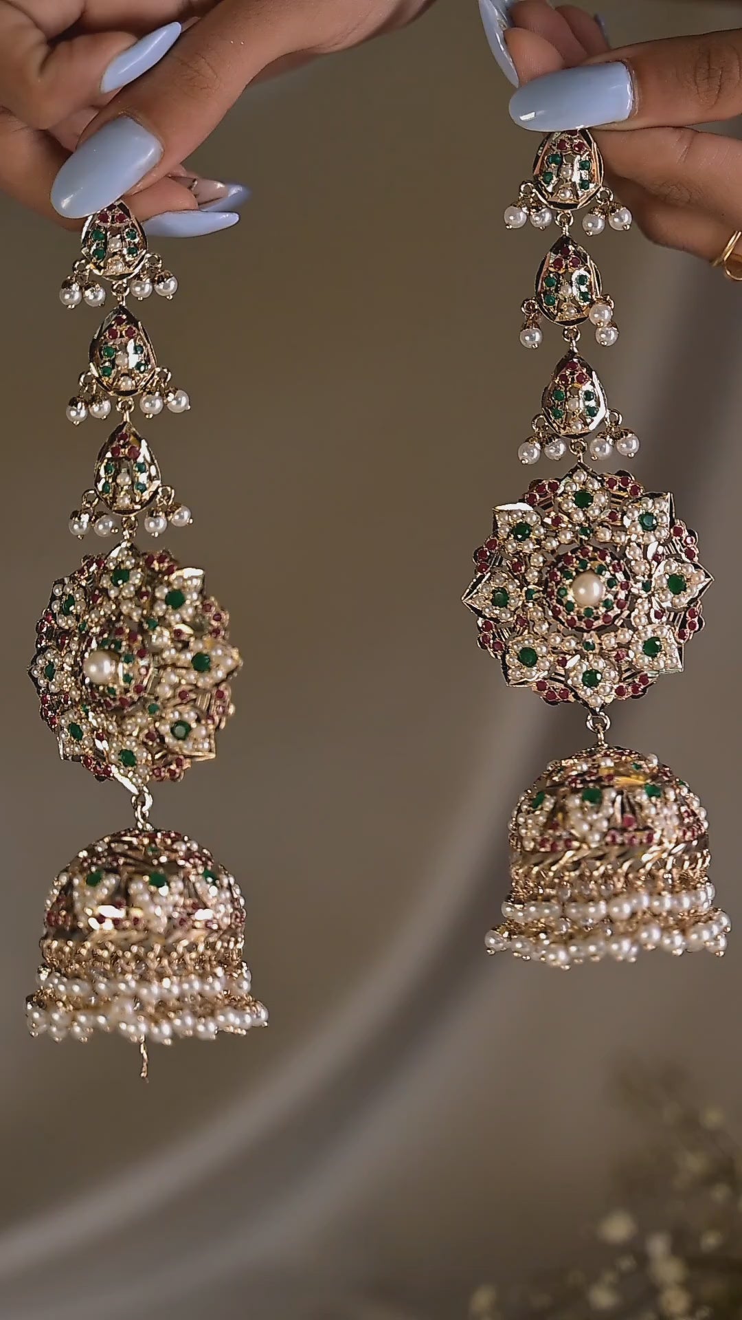 Maharani jadau multicolour long jhumka
