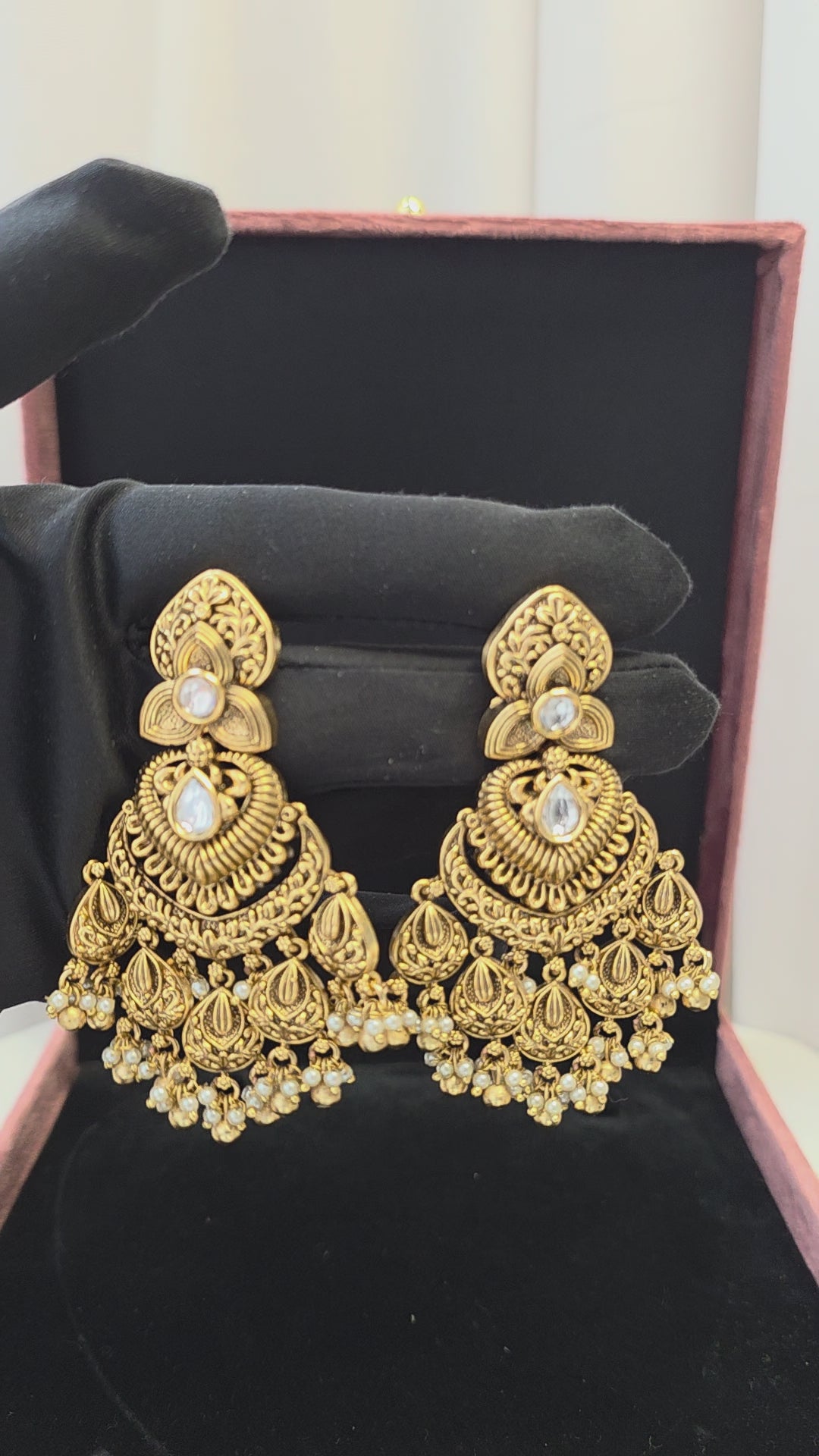 Antique Temple Kundan Drop Earrings