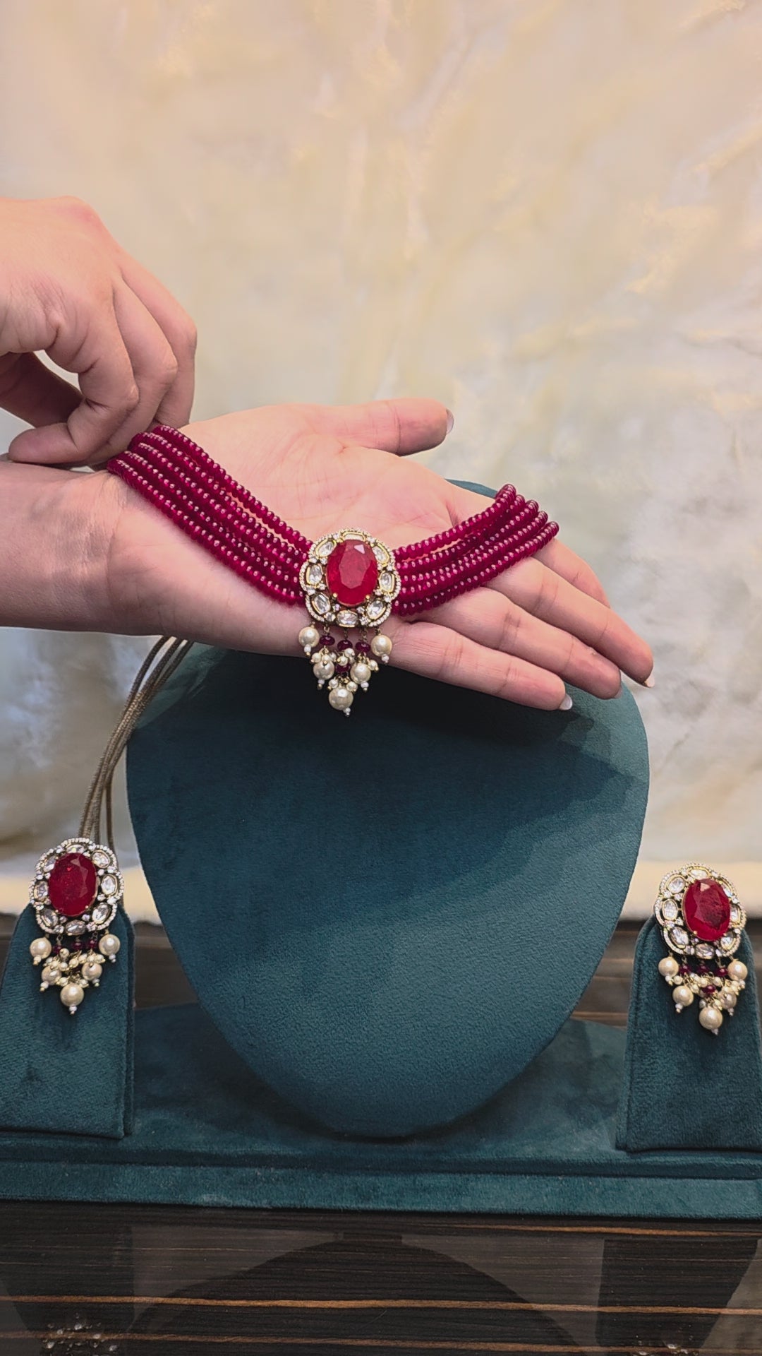 Ruby Beaded Doublet Choker Set