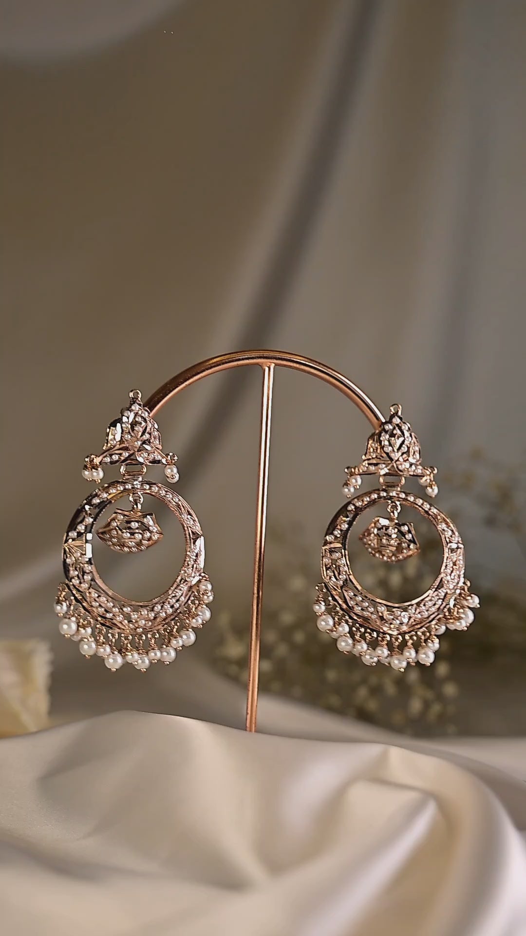 White Pearl Drop Jadau Circular Earrings