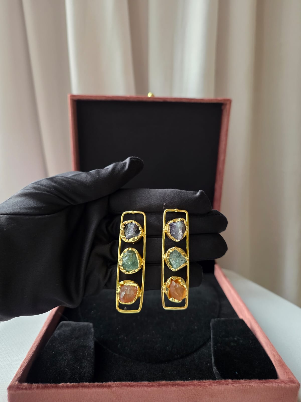 Prism Bar Statement Earrings Orange