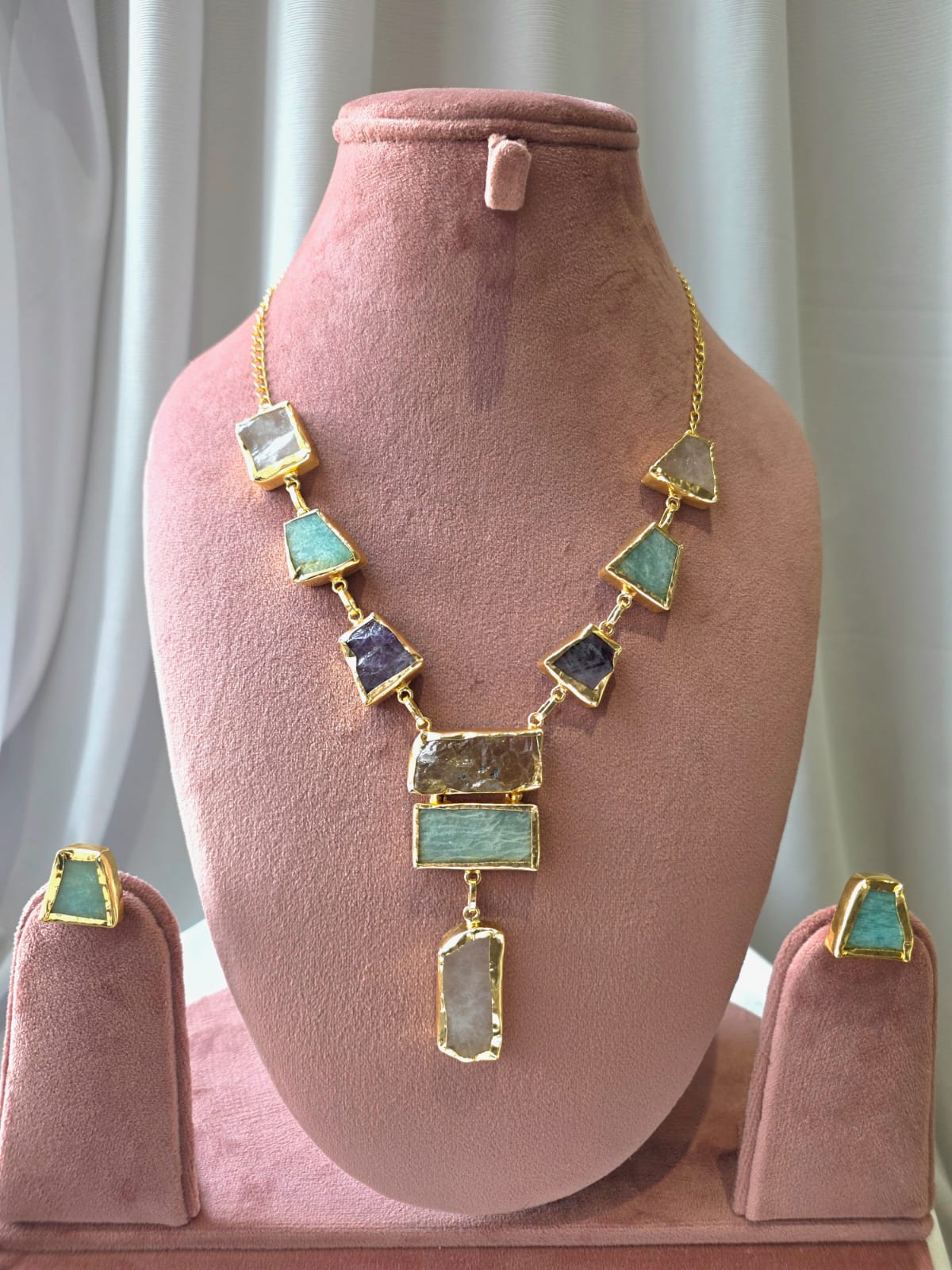 Cascade Geometric multicolour Necklace Set