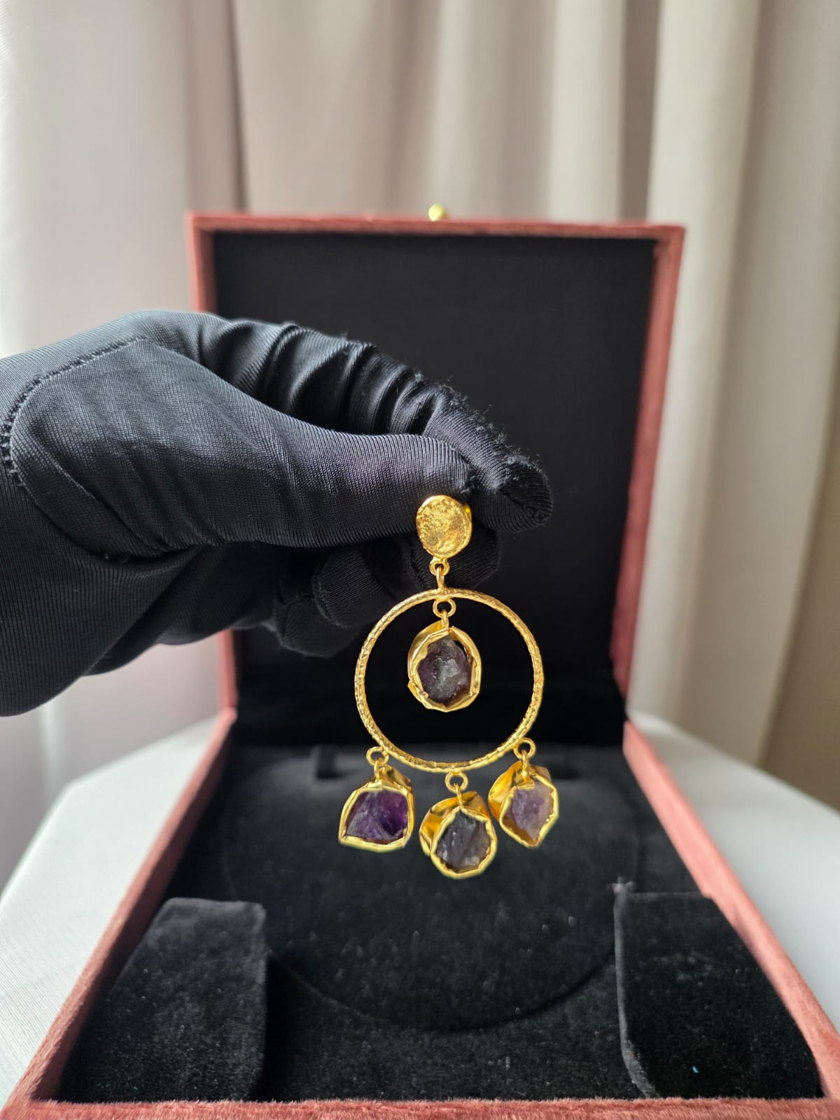 Celestia halo Gem Earrings Lavender