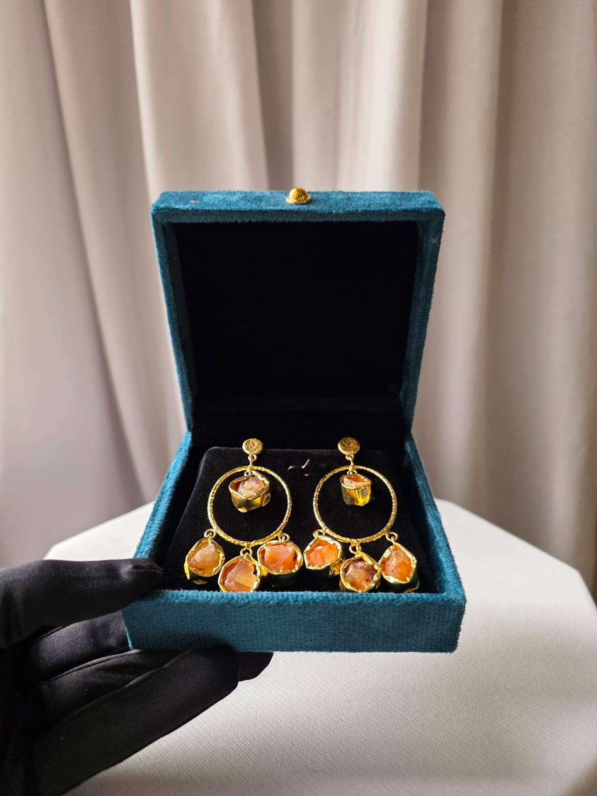 Celestia Oval Charm Earrings orange
