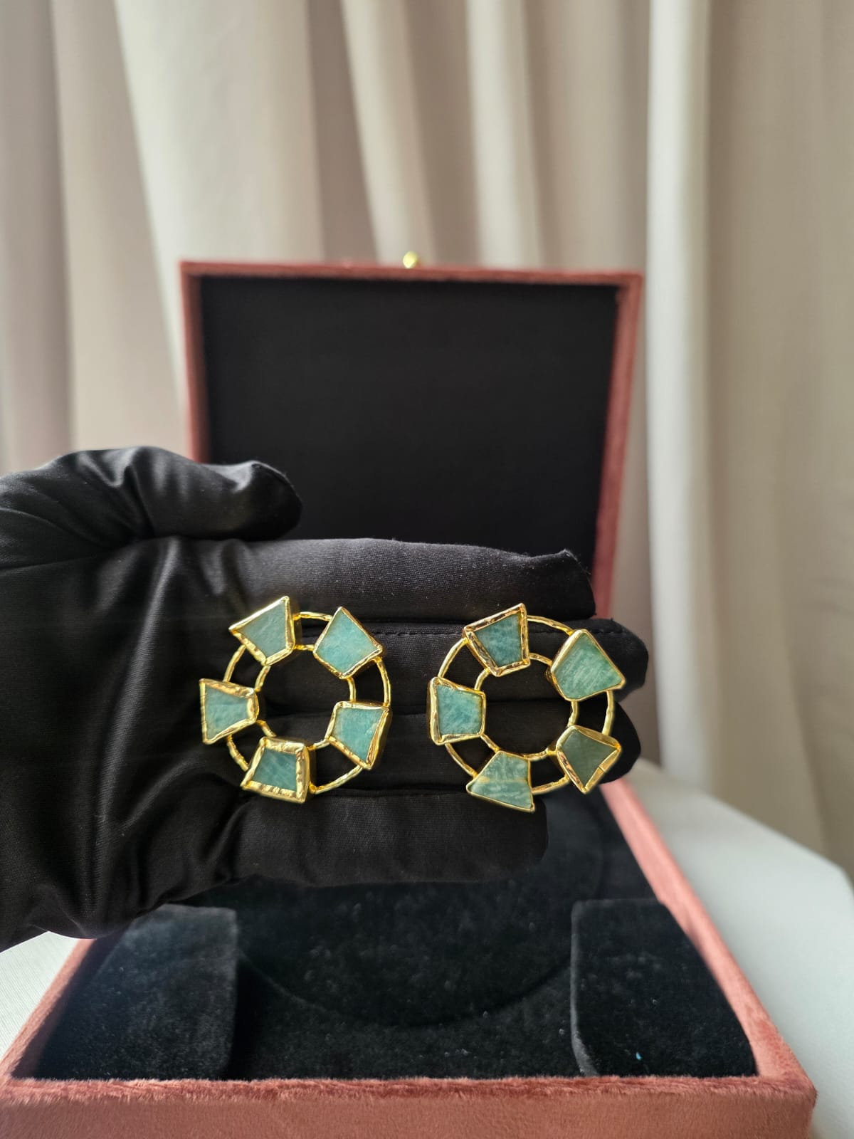 Verdant Halo Ocean Gemstone Earrings